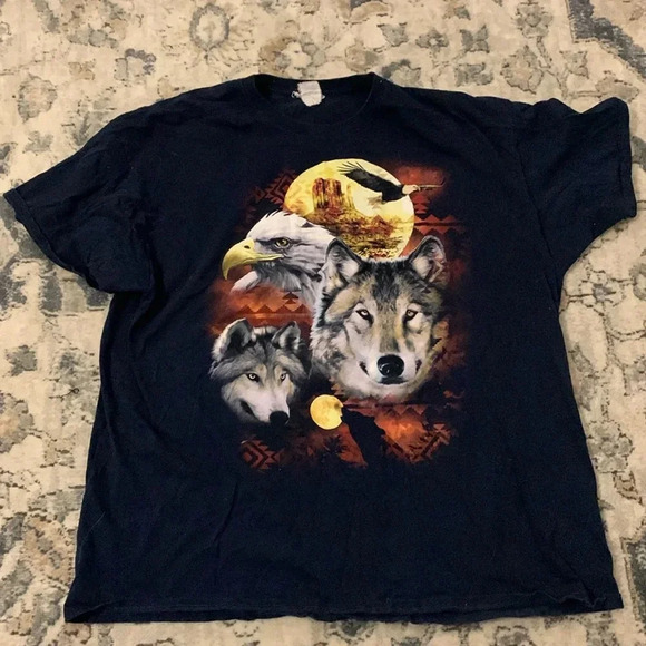 Wolf and eagle moon tshirt - Picture 1 of 6